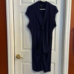 Navy blue Daisy Fuentes’s extra large dress cap sleeves